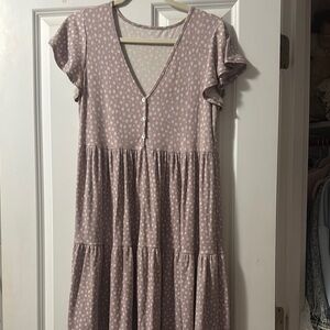 Pink Button-Front Dress
